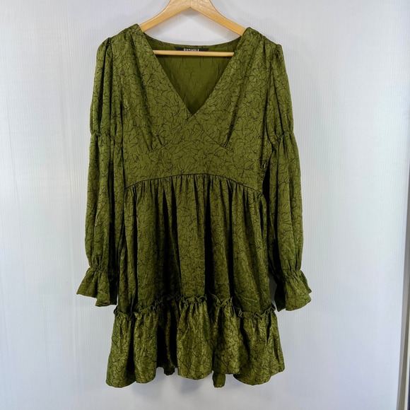 Disturbia Arda Virago Sleeve Mini Dress Olive Green Womens US 6 - Picture 4 of 13